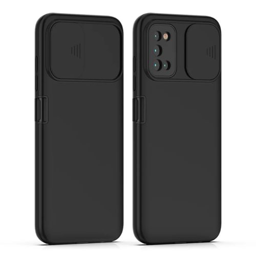 Samsung Galaxy A03s TPU tok kameralencse védővel fekete Alphajack
