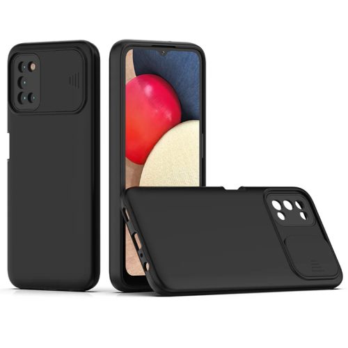 Samsung Galaxy A03s TPU tok kameralencse védővel fekete Alphajack