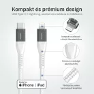 Lightning iPhone kábel 1.5m Type-C fejjel MFi Alphajack (CL15-WG) fehér/szürke