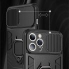 Samsung Galaxy A03s Ring Lens tok kameralencse védővel, kihajtható mágneses támasszal fekete Alphajack