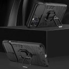 Samsung Galaxy A03s Ring Lens tok kameralencse védővel, kihajtható mágneses támasszal sötétkék Alphajack