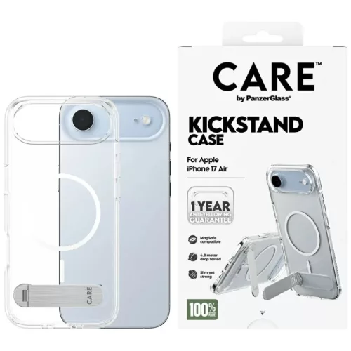 CARE by PanzerGlass Feature tok kitámasztóval és MagSafe támogatással iPhone Airhez - Átlátszó tok