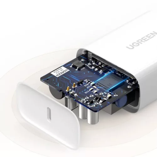 Ugreen univerzális hálózati gyorstöltő USB Type-C aljzattal 30W PD QC 4.0 fehér (70161)