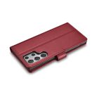 Samsung Galaxy S22 Ultra iCarer Haitang Leather Wallet Valódi Bőr Fliptok piros