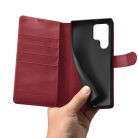 Samsung Galaxy S22 Ultra iCarer Haitang Leather Wallet Valódi Bőr Fliptok piros