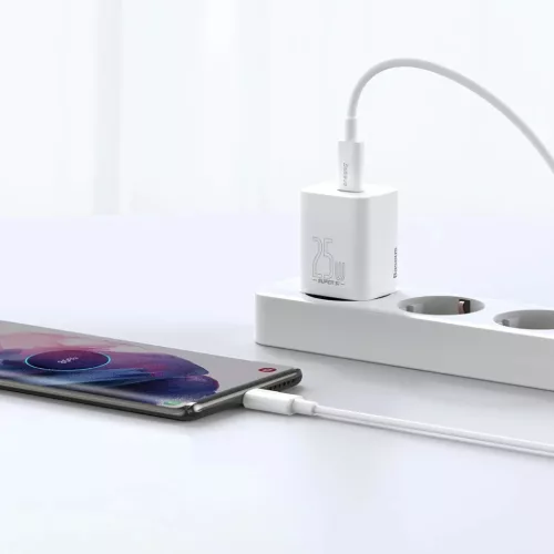 Baseus Super Si 1C gyors töltő fali adapter USB Type C 25W fehér