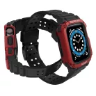 Apple Watch 8/7/6/5/4/3/2 / SE (41/40 / 38mm) Armored Óraszíj és Tok Fekete / Piros