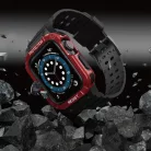 Apple Watch 8/7/6/5/4/3/2 / SE (41/40 / 38mm) Armored Óraszíj és Tok Fekete / Piros
