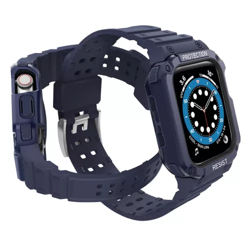 Apple Watch 4/5/6/7/8/SE (42/44/45mm) Armored Óraszíj és Tok Kék