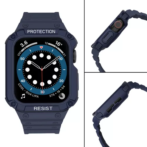 Apple Watch 4/5/6/7/8/SE (42/44/45mm) Armored Óraszíj és Tok Kék