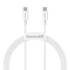 Baseus Superior USB Type-C - USB Type-C kábel Quick Charge / Power Delivery / FCP 100W 5A 20V 1m fehér (CATYS-B02)