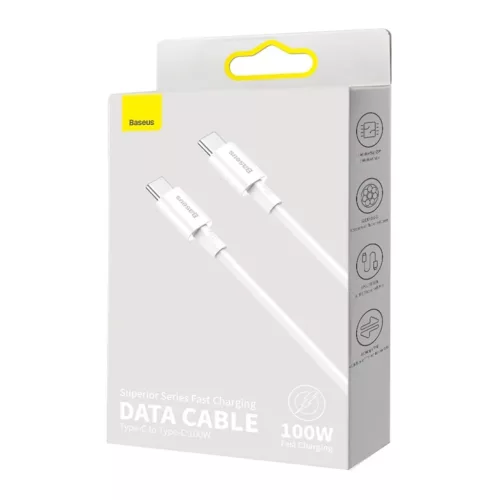 Baseus Superior USB Type-C - USB Type-C kábel Quick Charge / Power Delivery / FCP 100W 5A 20V 1m fehér (CATYS-B02)
