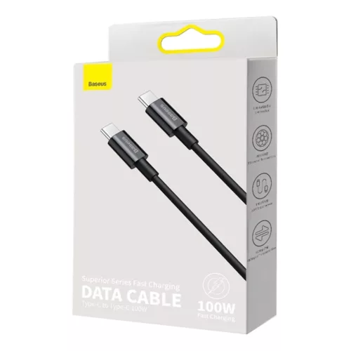 Baseus Superior USB Type-C - USB Type-C kábel Quick Charge / Power Delivery / FCP 100W 5A 20V 2m feketer (CATYS-C01)