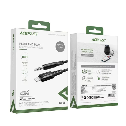 Acefast C1-06 MFI Lightning - 3.5mm mini jack audiokábel 1.2m AUX fekete