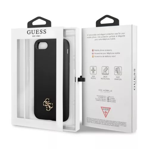 iPhone 7/8/SE 2020/SE 2022 Guess 4G Szilikon Metal Logo tok fekete (GUHCI8S4LK)