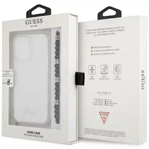 iPhone 13 Pro Max Guess Black Pearl tok karpánttal átlátszó (GUHCP13XKPSBK)