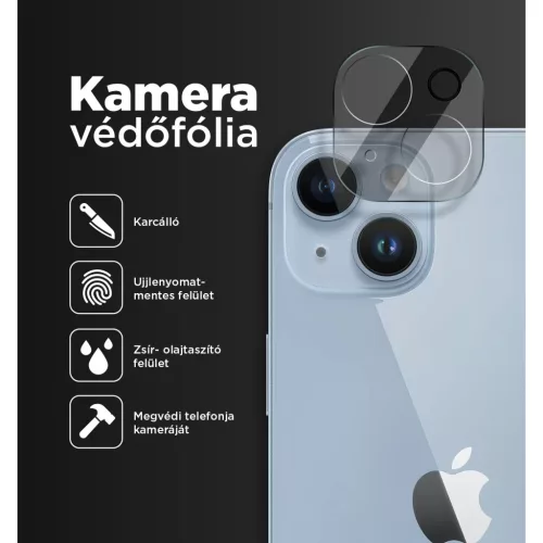 iPhone 14 / 14 Plus kamera lencse védő üvegfólia 3D 1db Alphajack