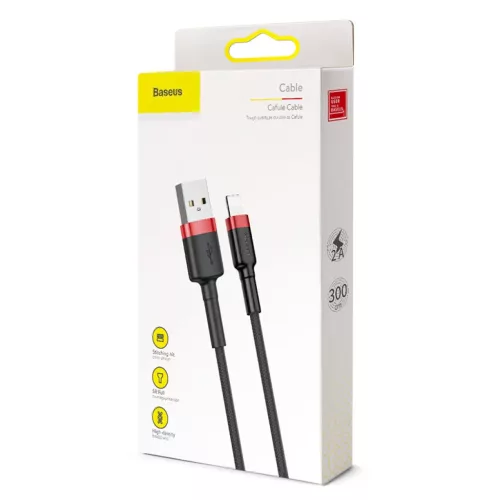USB Lightning kábel - 2A 3m fekete-piros Baseus CALKLF-R91