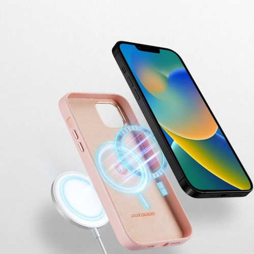iPhone 14 Dux Ducis Grit bőr tok (MagSafe kompatibilis) rózsaszín