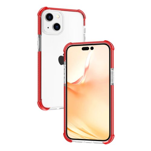 iPhone 14 átlátszó TPU tok piros kerettel Alphajack