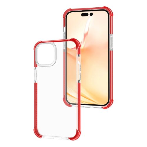 iPhone 14 Plus átlátszó TPU tok piros kerettel Alphajack