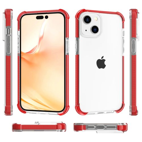 iPhone 14 Plus átlátszó TPU tok piros kerettel Alphajack