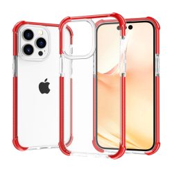 iPhone 14 Pro átlátszó TPU tok piros kerettel Alphajack