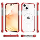 iPhone 14 MagSafe kompatibilis átlátszó TPU tok piros kerettel Alphajack