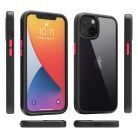 iPhone 14 átlátszó TPU tok edzett üveg hátlappal, fekete kerettel Alphajack