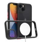 iPhone 14 átlátszó TPU tok edzett üveg hátlappal, fekete kerettel Alphajack