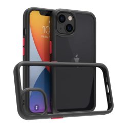   iPhone 14 Plus átlátszó TPU tok edzett üveg hátlappal, fekete kerettel Alphajack