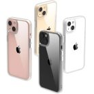 iPhone 14 Plus átlátszó TPU tok edzett üveg hátlappal, fehér kerettel Alphajack