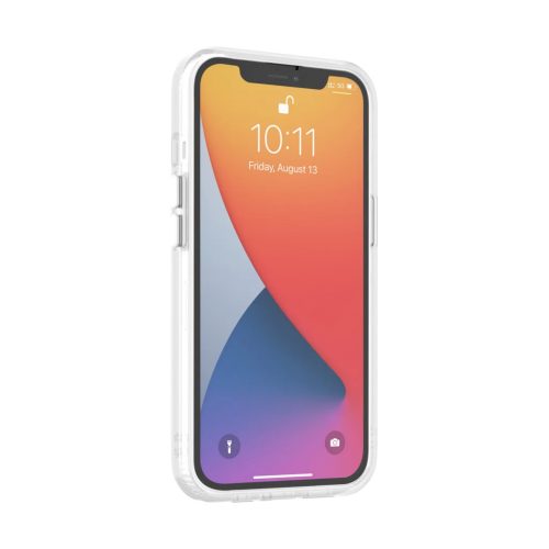 iPhone 14 Plus átlátszó TPU tok edzett üveg hátlappal, fehér kerettel Alphajack