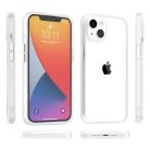 iPhone 14 Plus átlátszó TPU tok edzett üveg hátlappal, fehér kerettel Alphajack