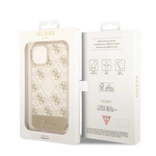 iPhone 14 Plus Guess PC/TPU Peony Glitter Script Logo tok arany (GUHCP14MHG4MHG)