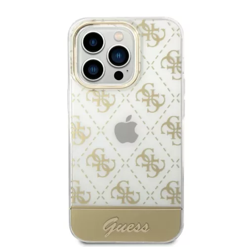 iPhone 14 Pro Max Guess PC/TPU Peony Glitter Script Logo tok arany (GUHCP14XHG4MHG)