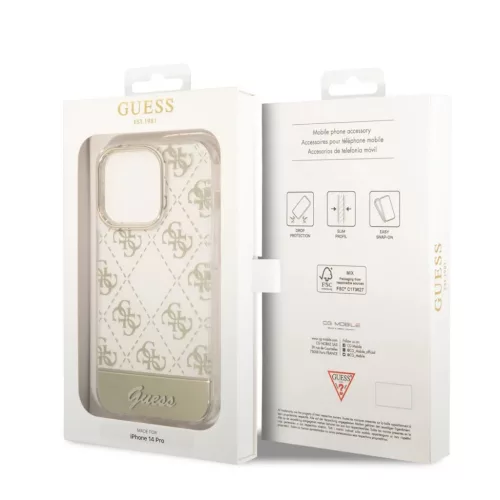 iPhone 14 Pro Max Guess PC/TPU Peony Glitter Script Logo tok arany (GUHCP14XHG4MHG)
