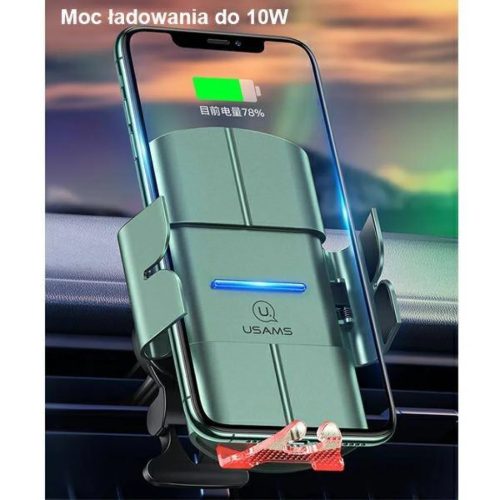 USAMS US-CD133 10W Automata indukciós autós tartó szellőzőrácshoz zöld (CD133ZJ02)