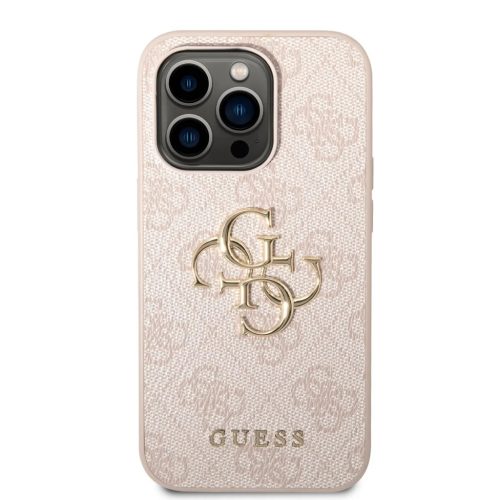 iPhone 14 Pro Guess PU 4G Metal Logo tok rózsaszín (GUHCP14L4GMGPI)