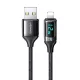 USAMS U78 lightning kábel 1,2 m LED kijelzővel 2,4 A gyorstöltés fekete (US-SJ543)