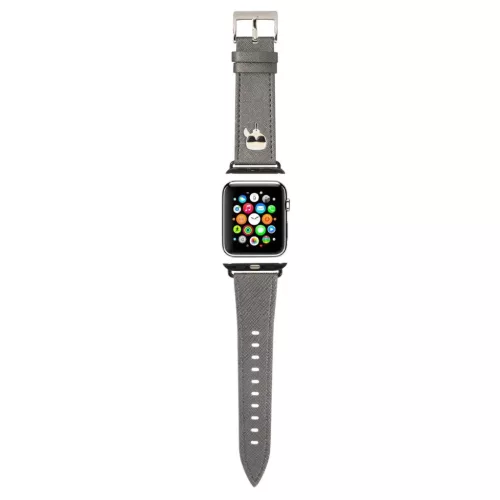 Apple Watch 4/5/6/7/8/SE (38/40/41mm) Karl Lagerfeld Karl Head PU óraszíj ezüst (KLAWMOKHG)