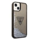 iPhone 14 Plus Guess PC/TPU Liquid Glitter Triangle Logo tok fekete (GUHCP14MLFCTPK)