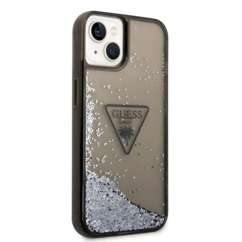 iPhone 14 Plus Guess PC/TPU Liquid Glitter Triangle Logo tok fekete (GUHCP14MLFCTPK)