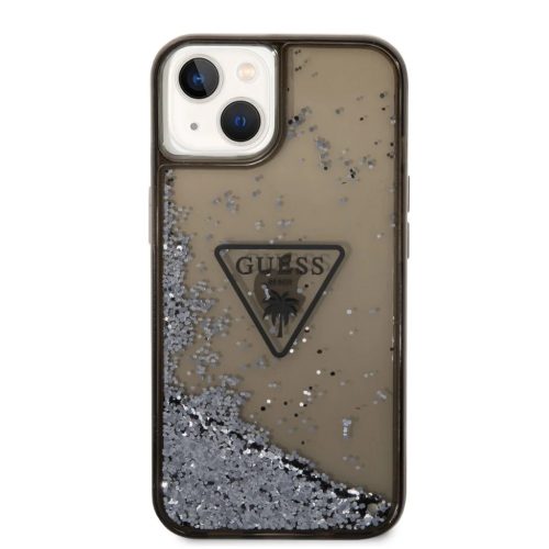 iPhone 14 Plus Guess PC/TPU Liquid Glitter Triangle Logo tok fekete (GUHCP14MLFCTPK)