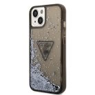 iPhone 14 Plus Guess PC/TPU Liquid Glitter Triangle Logo tok fekete (GUHCP14MLFCTPK)