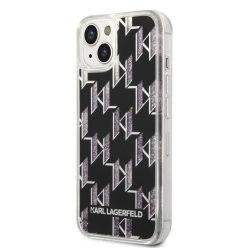   iPhone 14 Plus Karl Lagerfeld Monogram Liquid Glitter tok fekete (KLHCP14MLMNMK)