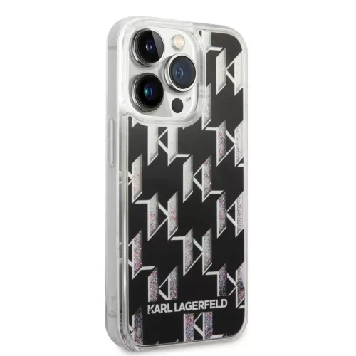 iPhone 14 Pro Max Karl Lagerfeld Monogram Liquid Glitter tok fekete (KLHCP14XLMNMK)