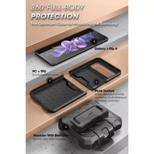Samsung Galaxy Z Flip 4 Fekete Supcase Unicorn Beetle Pro tok
