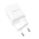 Borofone BN7 hálózati töltő adapter USB+Type C QC 3.0 PD 20W fehér