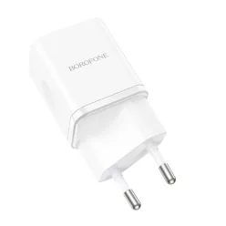   Borofone BN7 hálózati töltő adapter USB+Type C QC 3.0 PD 20W fehér